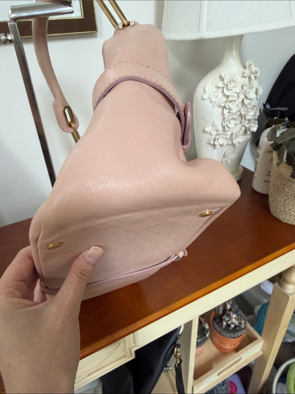 Jimmy Choo Blush Pink Leather Shoulder Bag - Picture 7 of 15